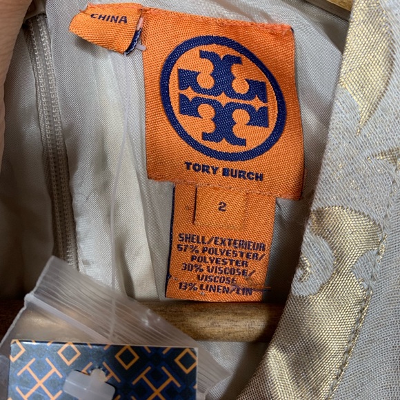 TORY BURCH NEW Maggie Gold Foil Jaquard Dress Sz 2 - Picture 4 of 7